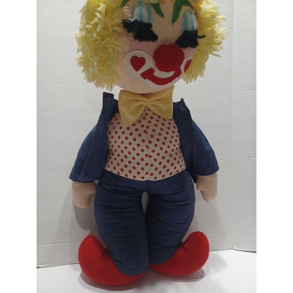 Clown Large Vintage Clown Doll Handmaid Yellow hair Sleeping clown Collectible - Picture 8 of 12